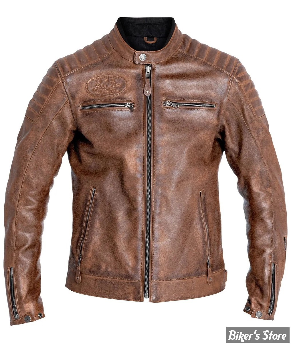  - BLOUSON EN CUIR - JOHN DOE - DEXTER - MARRON - CE CERTIFIED / AAA - TAILLE: XXL