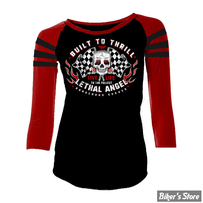 TEE-SHIRT MANCHES 3/4 - LETHAL THREAT - BUILT TO THRILL - NOIR/ROUGE - TAILLE M