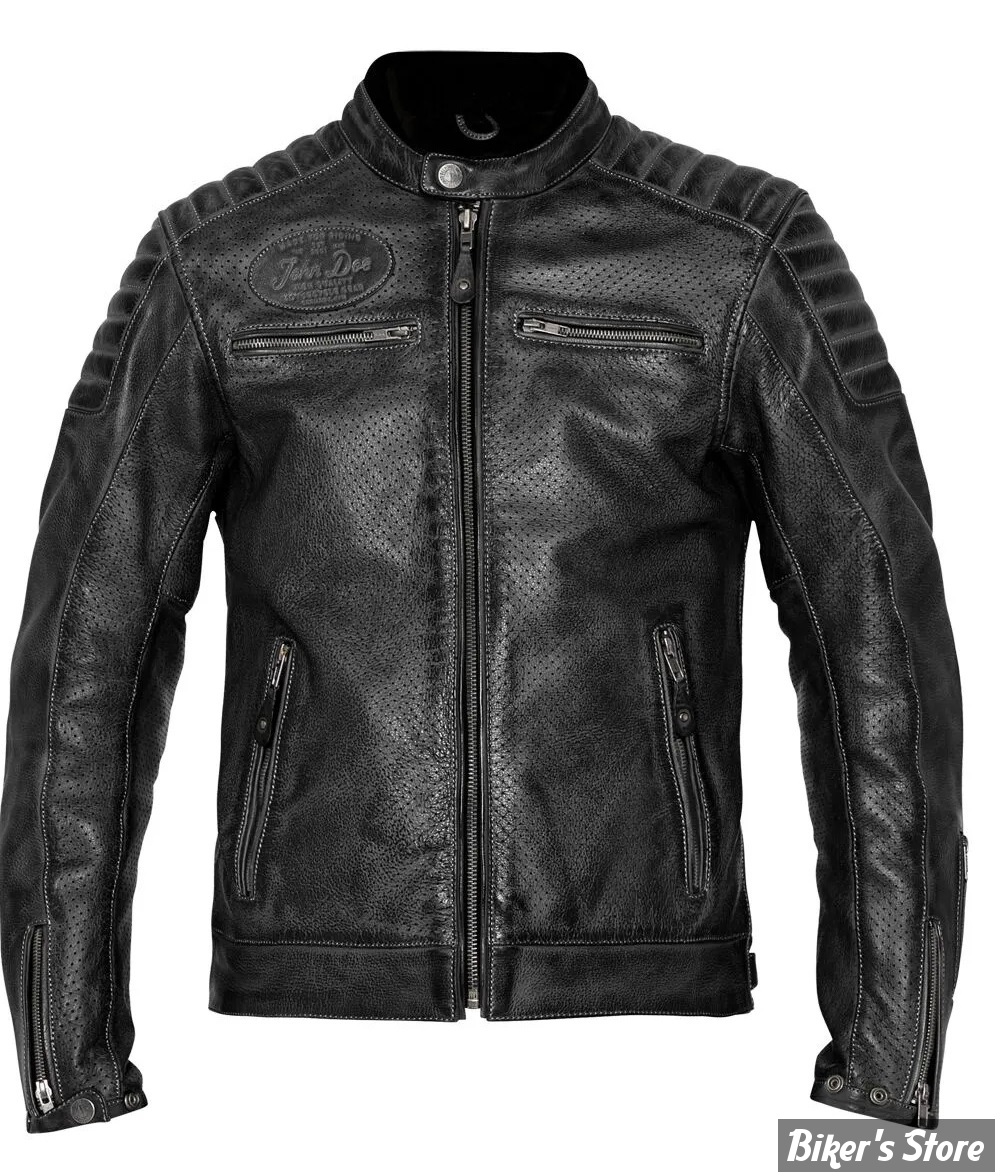  - BLOUSON EN CUIR - JOHN DOE - STORM - NOIR - CE CERTIFIED / AAA - TAILLE: 3XL