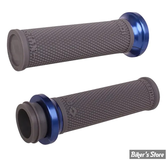 POIGNEES - INDIAN TBW 2018UP - ODI - Lock-On Ruffian Street Grips for Indian - 1" - GRIS / ANODISE BLEU - V30ITWH-U