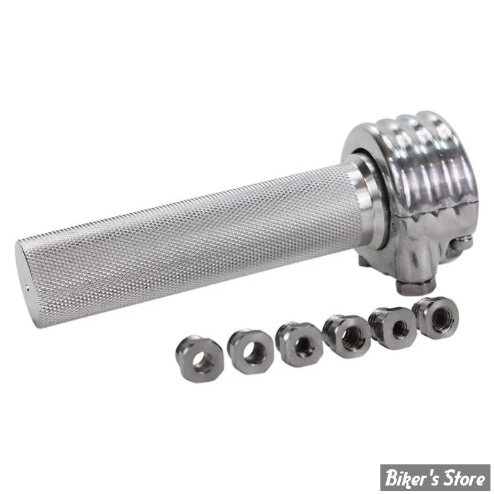 KIT DE TIRAGE RAPIDE POUR GUIDON DE 1" -  TC BROS. 1" MOTORCYCLE THROTTLE - DOUBLE CABLES - FINITION : POLIE - 101-0217