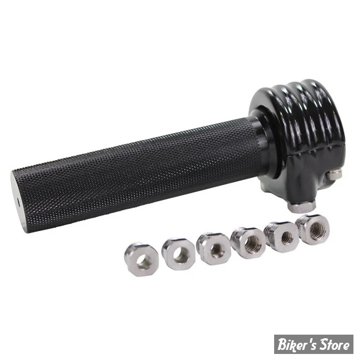 KIT DE TIRAGE RAPIDE POUR GUIDON DE 1" -  TC BROS. 1" MOTORCYCLE THROTTLE - DOUBLE CABLES - FINITION : NOIR - 101-0218