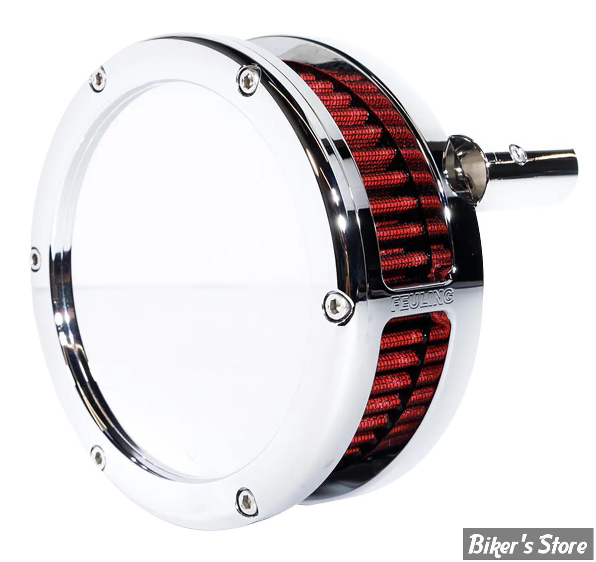 FILTRE A AIR FEULING - BIGTWIN 84/99 - SLIM BA AIR CLEANER KIT - SOLID OUTER COVER - FILTRE ROUGE / CHROME - 5467-S