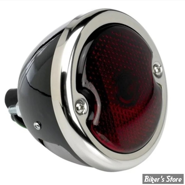  FEU ARRIERE VINTAGE - 1933/1936 - TC BROS. MODEL B TAIL LIGHT - NOIR / INOX / AMPOULE - 107-0028