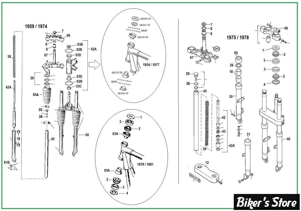 ECLATE N - PIECE N° 08 / 32 - CACHE ÉCROU DE DIRECTION ET DE BOUCHON DE  FOURCHE - FOURCHE 41MM - MCS - Biker's Store