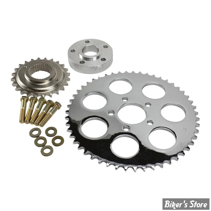 - KIT CHAINE - DYNA 2000/2006 - PIGNON : 24 DENTS / COURONNE : 51DENTS  - TC BROS. BELT-TO-CHAIN CONVERSION KIT FOR HARLEY-DAVIDSON - CHROME - 111-0037