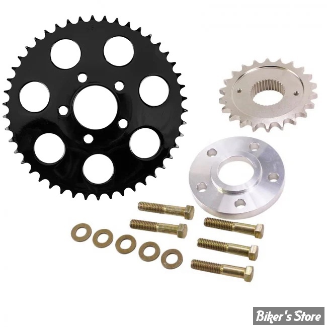 - KIT CHAINE - SPORTSTER 04/22 - PIGNON : 22 DENTS / COURONNE : 51DENTS  - TC BROS. BELT-TO-CHAIN CONVERSION KIT FOR HARLEY-DAVIDSON - NOIR - 111-0043