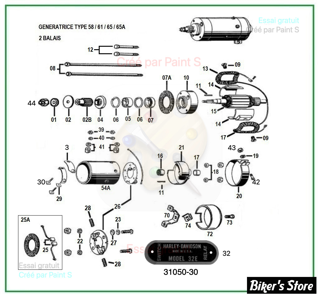  ECLATE N - PIECE N° 00 - PIECES DE GENERATRICE - TYPE 32E (6 VOLTS)