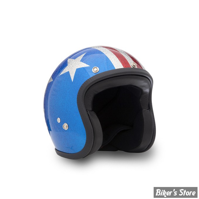 CASQUE JET - 70'S - CAPTAIN AMERICA - COULEUR : BLEU/BLANC/ROUGE - TAILLE 3 / M - 57/58CM