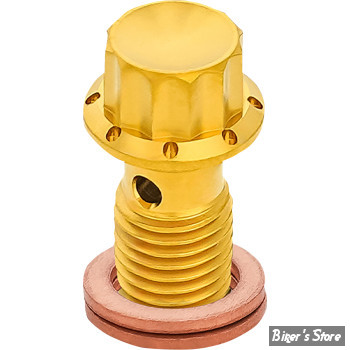ECLATE L - PIECE N° 16A - BANJO 12MM / 1.50 - OEM 41737-04 -  ARLEN NESS - BOLT BANJO - TITANIUM - FINITION : GOLD - 300-835