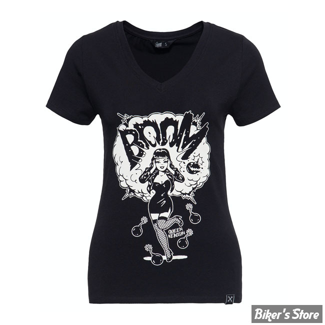 TEE-SHIRT - QUEEN KEROSIN - BOOM - NOIR - TAILLE XS