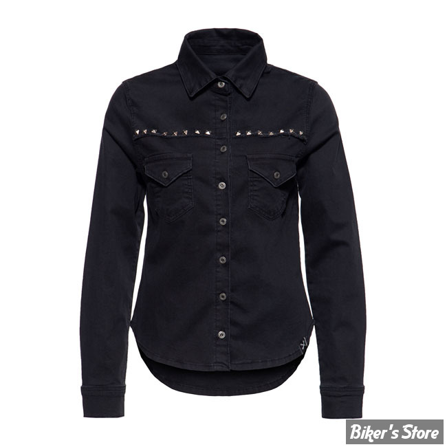 CHEMISE MANCHES LONGUES - QUEEN KEROSIN - DENIM - NOIR - TAILLE XS