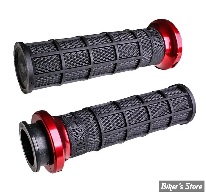 POIGNEES - INDIAN TBW 2018UP - ODI - Hart-Luck Signature V-Twin Lock-On™ Grips for Indian - NOIR / ROUGE - V31ITW-BB-R