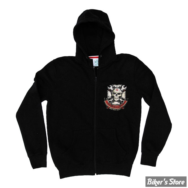 SWEAT SHIRT ZIPPE A CAPUCHE - WEST COAST CHOPPERS - WCC - MECHANIC ZIP - CFL ZIP HOODIE BLACK - COULEUR : NOIR - TAILLE M