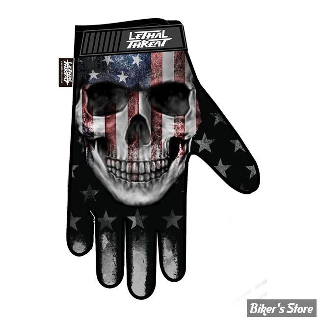 GANTS - LETHAL THREAT - USA SKULL - NOIR - TAILLE M