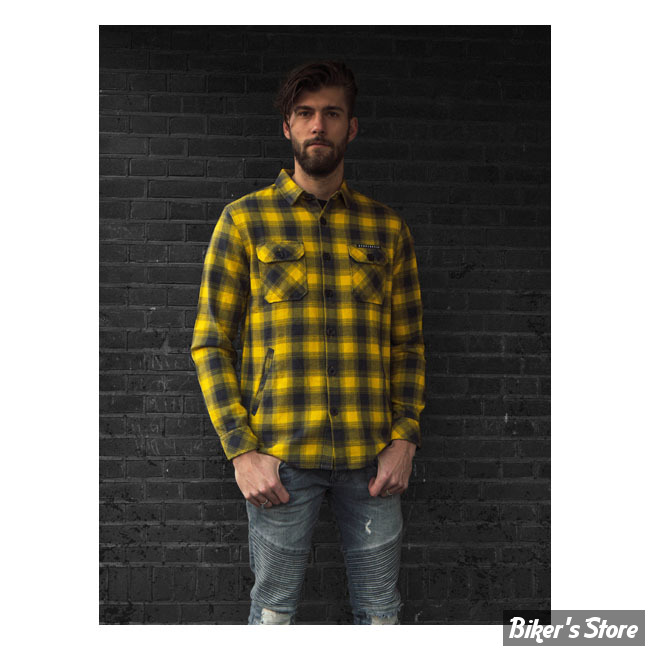 CHEMISE MANCHES LONGUES - MCS - FLANEL - WORKER - JAUNE/GRIS - TAILLE S