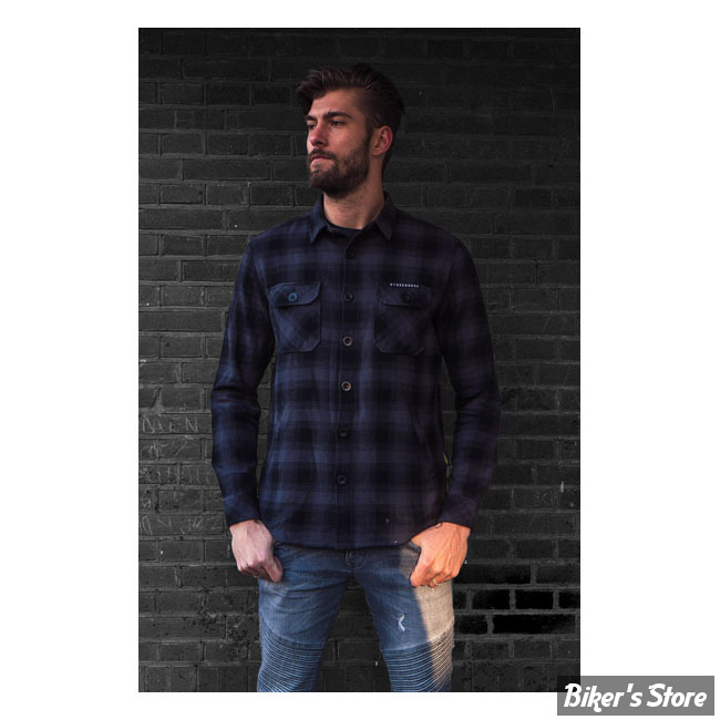 CHEMISE MANCHES LONGUES - MCS - FLANEL - WORKER - NOIR/GRIS - TAILLE S