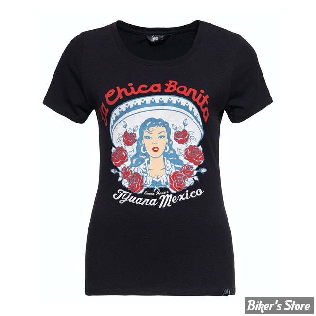 TEE-SHIRT - QUEEN KEROSIN - LA CHICA BONITA - NOIR - TAILLE XS