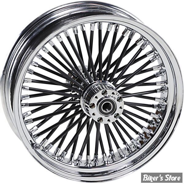 - 18 X 4.25 - ROUE ARRIÈRE 50 RAYONS - FAT DADDY - DYNA 2007 / FXDWG 04/07 - Right Wright Wheels Fat Daddy -  MOYEU : CHROME / JANTE : CHROME / RAYONS : NOIR