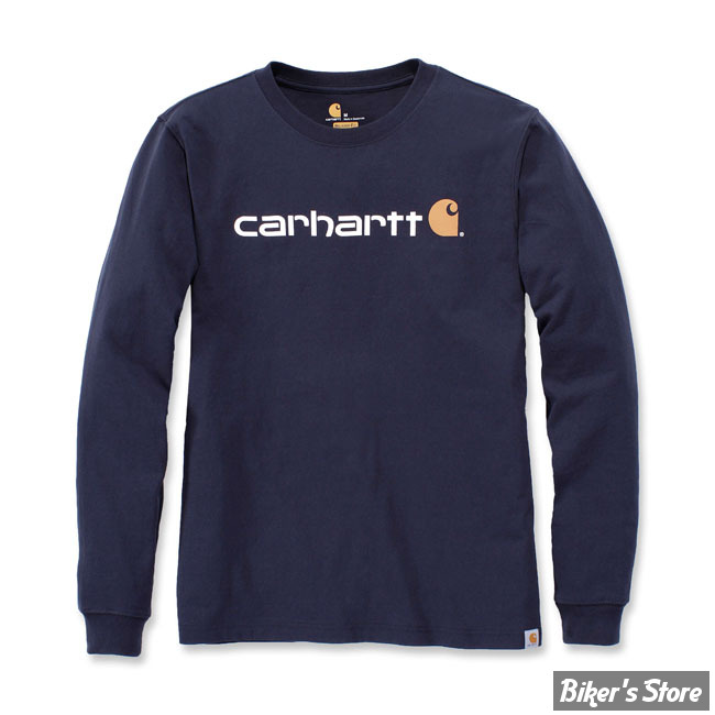 TEE-SHIRT MANCHES LONGUES - CARHARTT - CORE LOGO - BLEU MARINE - TAILLE S