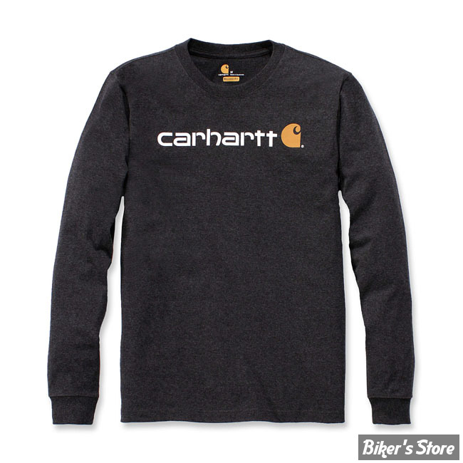 TEE-SHIRT MANCHES LONGUES - CARHARTT - CORE LOGO - CARBON HEATHER / GRIS FONCE CHINE - TAILLE S