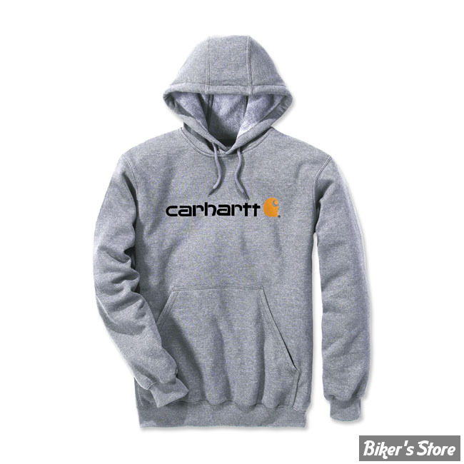 SWEAT SHIRT A CAPUCHE - CARHARTT - SIGNATURE LOGO - GRIS CHINE - TAILLE S
