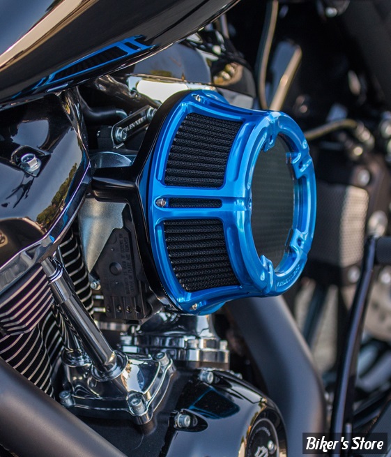 KIT FILTRE A AIR A.NESS - SOFTAIL 18UP / TOURING 17UP - NESS METHOD CLEAR SERIES AIR CLEANER - Arlen Ness Anodized Collection - BLEU ANODISE - 18-180