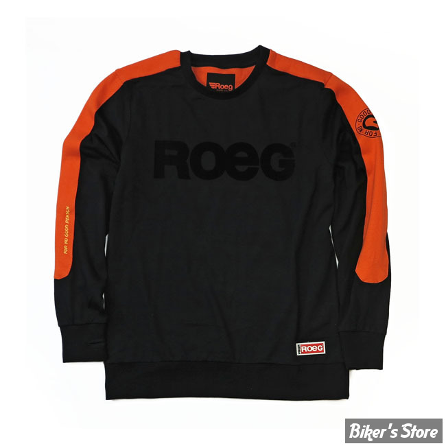 TEE-SHIRT MANCHES LONGUES - ROEG - RANDY - NOIR/ORANGE - TAILLE S