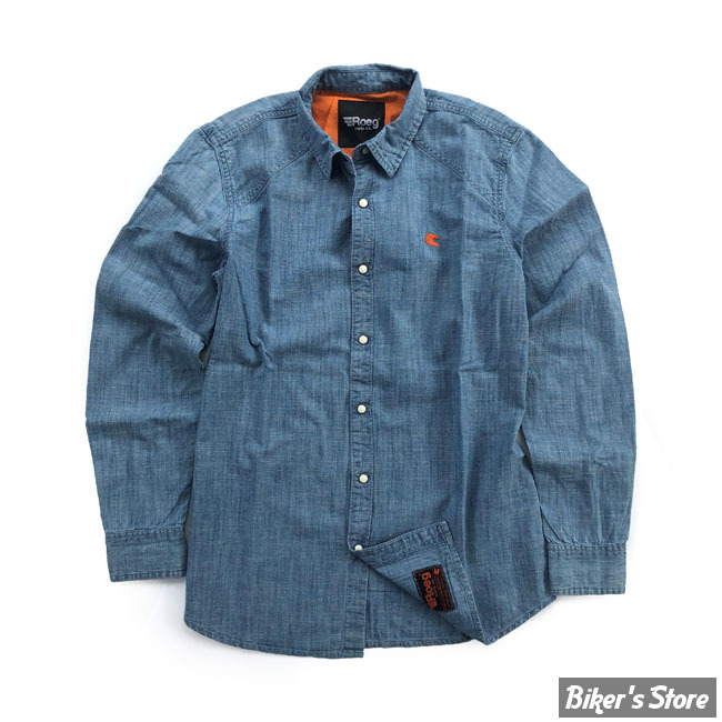 CHEMISE MANCHES LONGUES - ROEG - BEAR - PREMIUM DENIM - BLEU CLAIR - TAILLE S