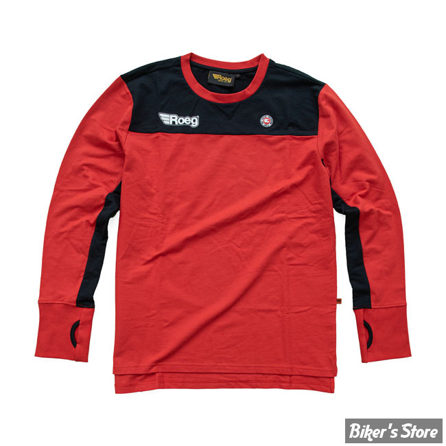TEE-SHIRT MANCHES LONGUES - ROEG - RICKY - ROUGE/NOIR - TAILLE S