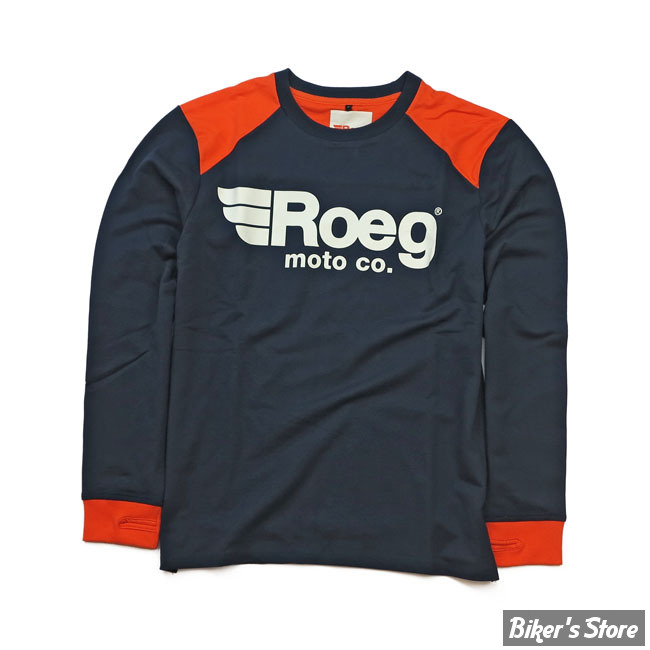 TEE-SHIRT MANCHES LONGUES - ROEG - ROCKY - BLEU MARINE/ORANGE - TAILLE S