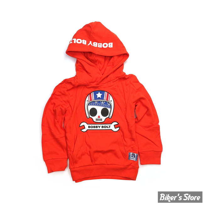 SWEAT A CAPUCHE - BOBBY BOLT - USA - ROUGE - TAILLE 6 ANS