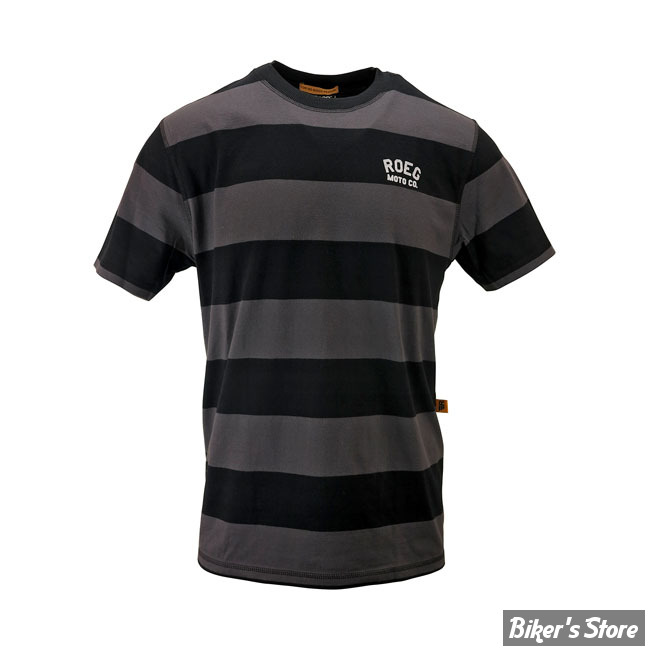 TEE-SHIRT - ROEG - CODY STRIPED - NOIR / GRIS - TAILLE S