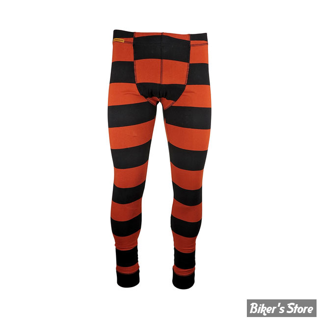 CALECON LONG - ROEG - LONG JOHN STRIPED PANT - NOIR / ORANGE - TAILLE S