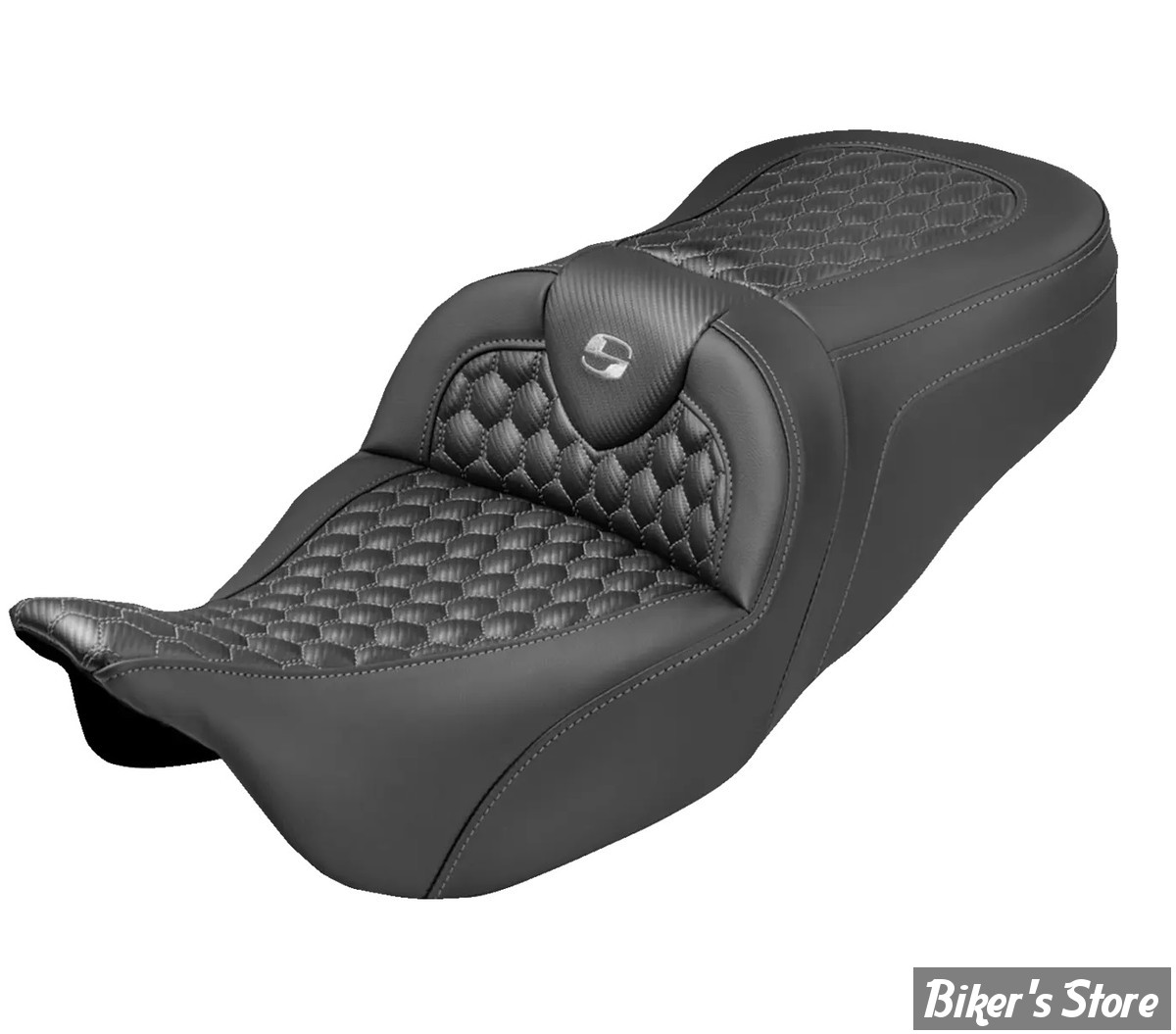 SELLE DUO SADDLEMEN - ROADSOFA Honeycomb Stitch - TOURING 08/25 - NOIR/COUTURES GRISES - 808-07B-18902
