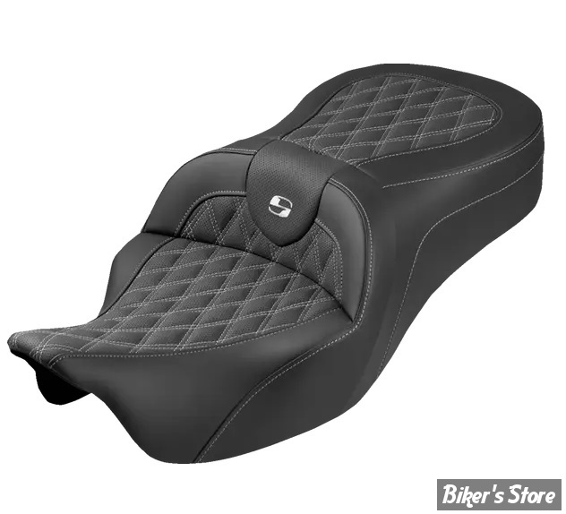 SELLE DUO SADDLEMEN - ROADSOFA KING LATTICE STITCH - TOURING 08/25 - NOIR/COUTURES BLANCHES - 808-07B-182S06