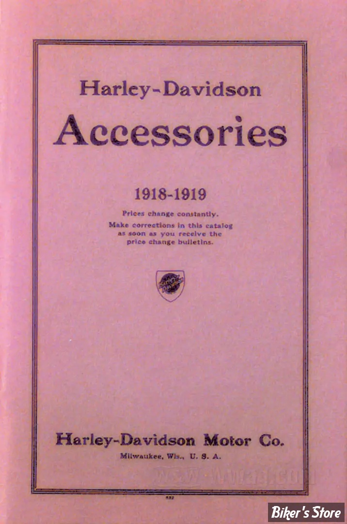 CATALOGUE D'ACCESSOIRES - EDITION : 1918/1919 - H-D Motorcycle Accessories 1918/1919