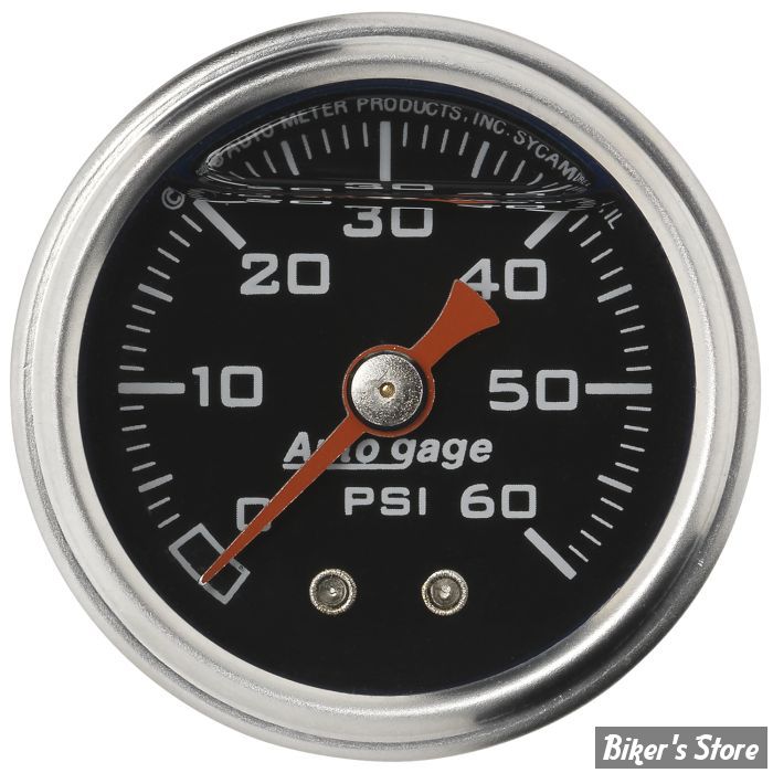 MANO DE PRESSION D'HUILE -  60 PSI - Mano de pression d'huile AUTO METER - CORPS : CHROME / FOND : NOIR - 2173