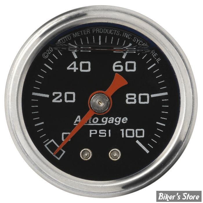 MANO DE PRESSION D'HUILE - 100 PSI - Mano de pression d'huile AUTO METER - CORPS : CHROME / FOND : NOIR - 2177