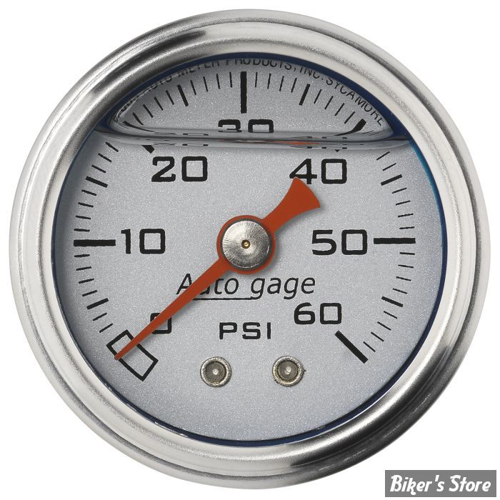 MANO DE PRESSION D'HUILE -  60 PSI - Mano de pression d'huile AUTO METER - CORPS : CHROME / FOND : ARGENT - 2179