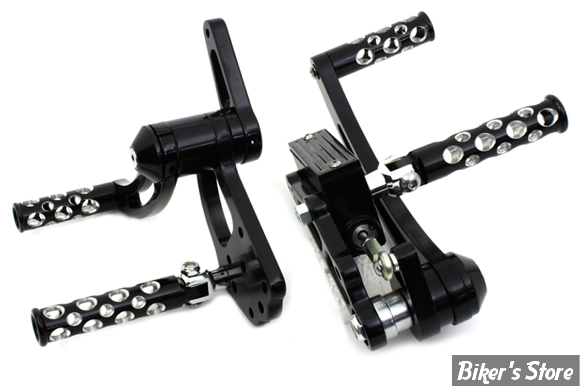 - COMMANDES AVANCEES - SOFTAIL 84/99 / BIGTWIN 58/84 - V-TWIN - SWISS CHEESE NOIR - AJOURES - STANDARD - NOIR