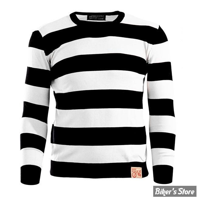 PULL OVER - 13 1/2 - OUTLAW - BLANC / NOIR - TAILLE S