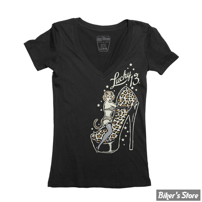 TEE-SHIRT - LUCKY 13 - CAT HEELS - NOIR - TAILLE S