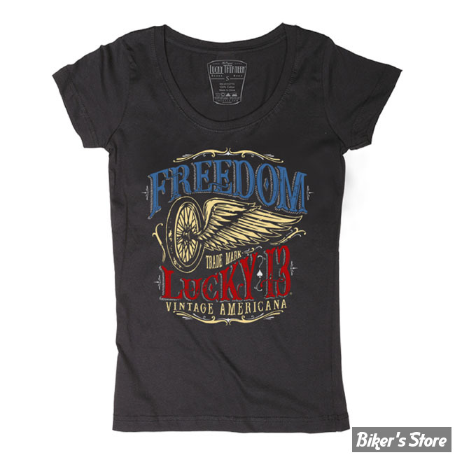 TEE-SHIRT - LUCKY 13 - FREEDOM WHEEL - NOIR - TAILLE S