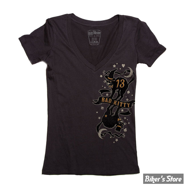 TEE-SHIRT - LUCKY 13 - BAD KITTY - NOIR - TAILLE S