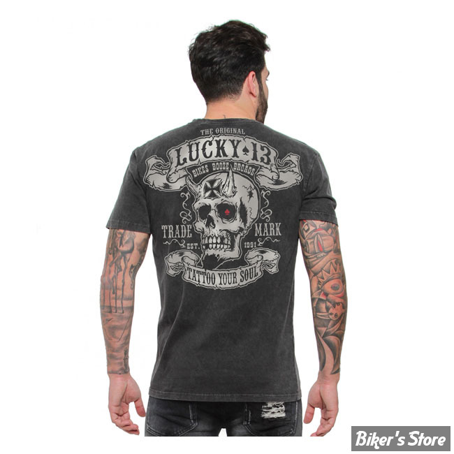 TEE-SHIRT - LUCKY 13 - BIKES AND BOOZE - NOIR DELAVE - TAILLE S