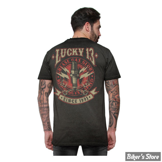 TEE-SHIRT - LUCKY 13 - AMPED - NOIR DELAVE - TAILLE S