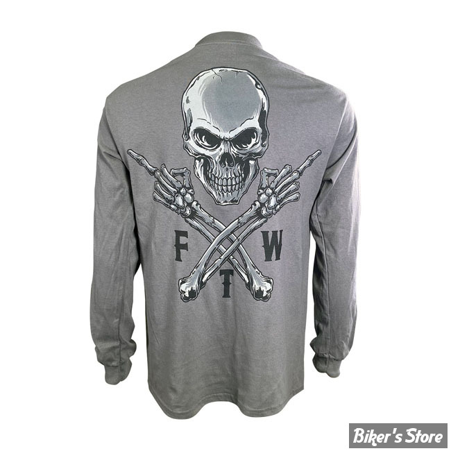 TEE-SHIRT MANCHES LONGUES - LETHAL THREAT - FTW SKULL GRAY - GRIS CHINE - TAILLE M