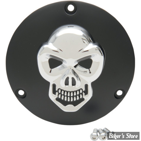 ECLATE I - PIECE N° 25 - COUVERCLE D EMBRAYAGE - BIG TWIN 70/99 - SKULL - NOIR / CHROME
