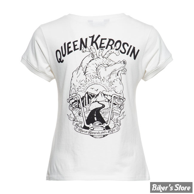 TEE-SHIRT - QUEEN KEROSIN - MORE HEARTS OFFWHITE - TAILLE M